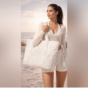 PINK Victoria’s Secret Ivory Studded Rhinestone Tote